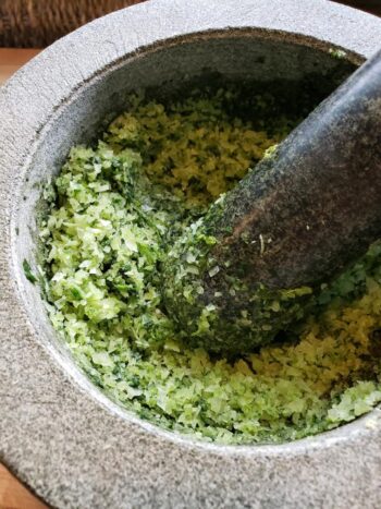 Image of herbal finishing salt being made