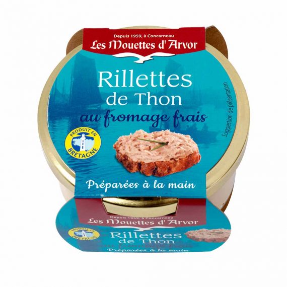Image of the top of a jar of Les Mouettes d'Arvor Rillettes de Thon au Fromage Frais (Rillettes of Tuna with Fromage Frais)