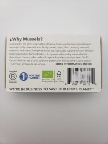 Image of Patagonia lemon herb mussels back label
