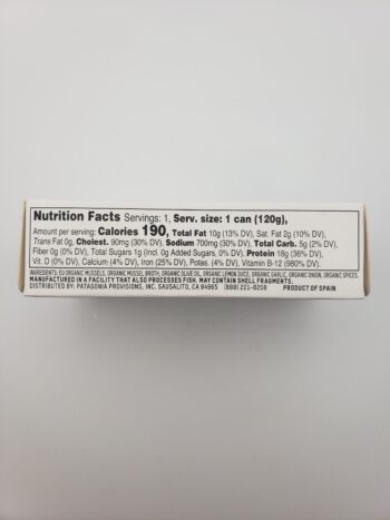 Image of Patagonia lemon herb mussels side label