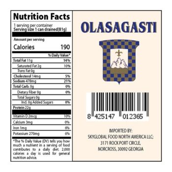 Image of the back of the package of Olasagasti Bonito del Norte