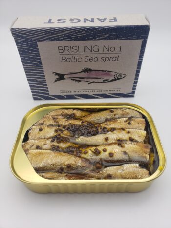 Image of Fangst Brisling no1 open tin heather and chamomile