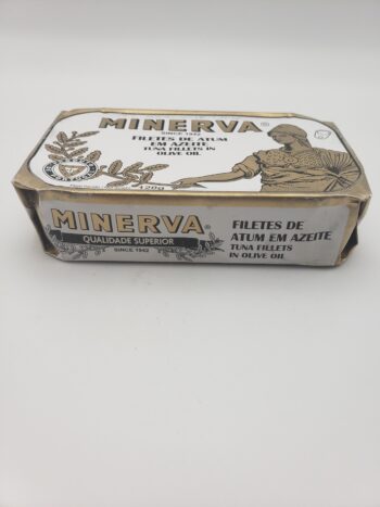 Image of Minerva tuna fillets in olive oil side of tin