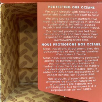 Image of text on the packaging for Scout Organic PEI Mussels discussing the sustainability of mussels.