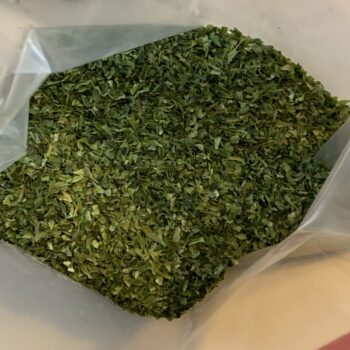 Image of a bag filled with Ao Nori Ko, powdered seaweed