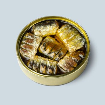 image of an open tin of Güeyu Mar Chargrilled Sardine Loins