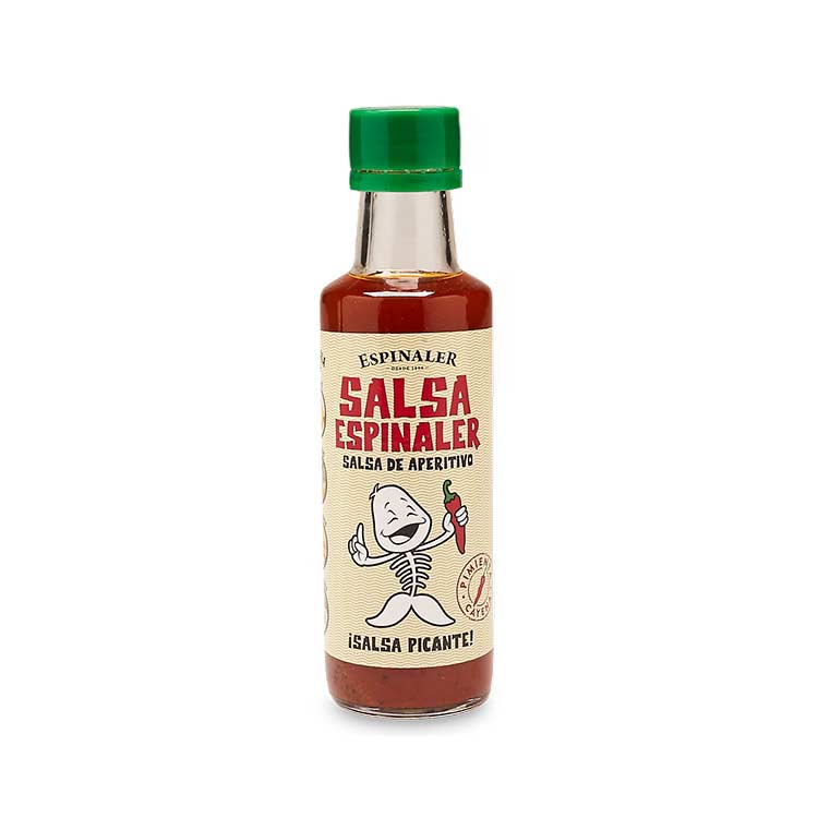Image of the front of a bottle of Espinaler Sauce, Cayenne