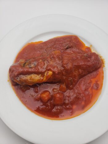 Image of les mouettes d'arvour mackerel in catalan sauce on plate