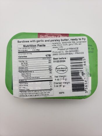 Image of les mouettes d'arvour sardines in butter with parsley back label