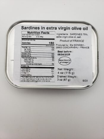 Image of mouettes d'arvor sardines in olive oil back label