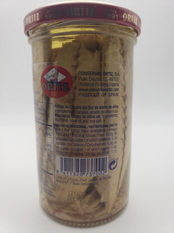 Image of Ortiz mackerel in jar side label