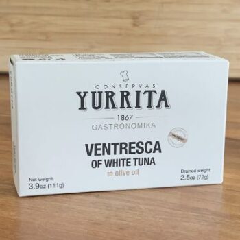 Image of the front of a package of Yurrita Ventresca of White Tuna