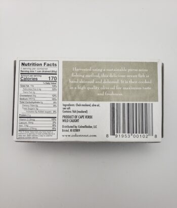 Image of Coles wild mackerel back of box label