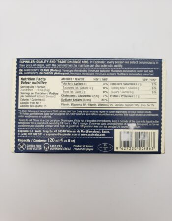 Image of Espinaler clams back label