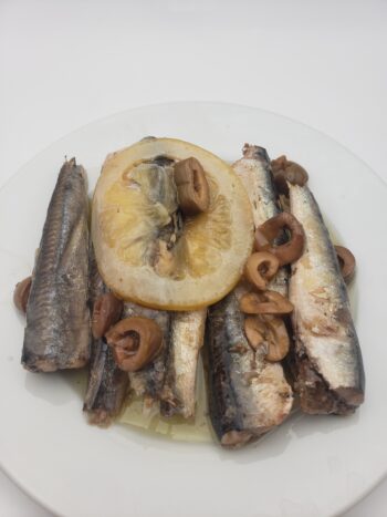 Image of Patagonia lemon olive anchovies on plate