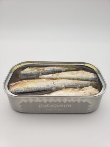 Image of Patagonia roasted garlic anchovies open tin