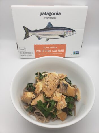 Image of patagonia provisions black pepper wild salmon with ginger, garlic, and swiss chard