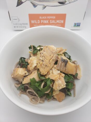 Image of patagonia provisions black pepper wild salmon with buckwheat soba, ginger, garlic, and swiss chard