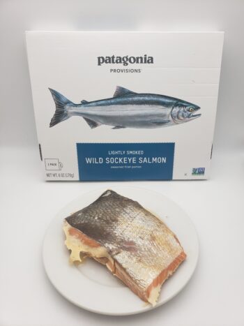 Image of Patagonia Provisions smoked wild salmon on plate with skin