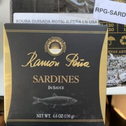 Image of the front of a package of Ramón Peña Fried Small Sardines in Stewed in Sauce (Fritas Guisadas Xouba)
