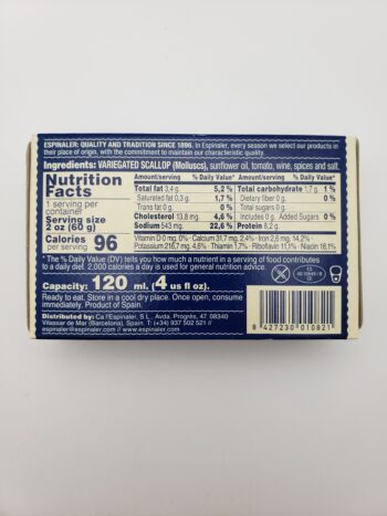 Image of Espinaler variegated scallops back label