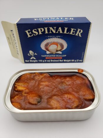 Image of Espinaler variegated scallops open tin