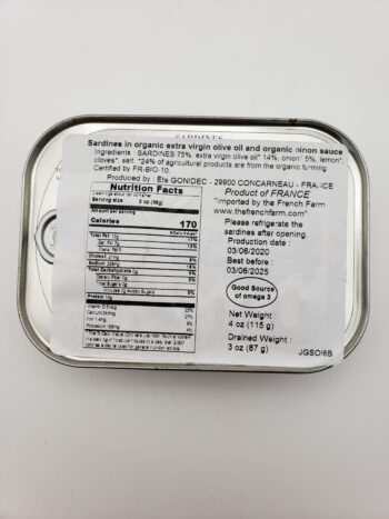 Image of Jacques Gonidec sardines with onions back label