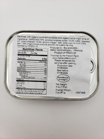 Image of Jacques Gonidec sardines with sundried tomatoes back label