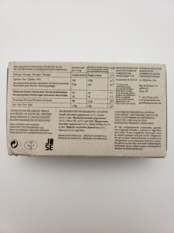 Image of Jose Gourmet small mackerel back label