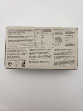 Image of Jose Gourmet spiced small mackerel back label