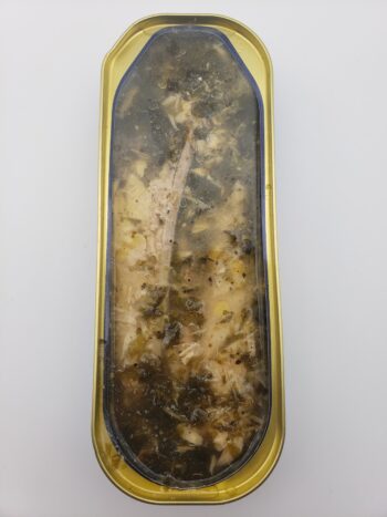 Image of les Mouettes d'arvour mackerel in brittany seaweed opened tin