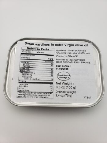 Image of Mouettes d'arvour sardinettes in olive oil back label