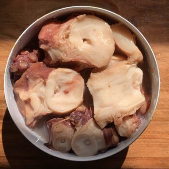 Image of an open tin of Wildfish Cannery Smoked Octopus