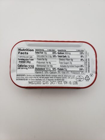 Image of Kingo Oscar mediterranean mackerel back label