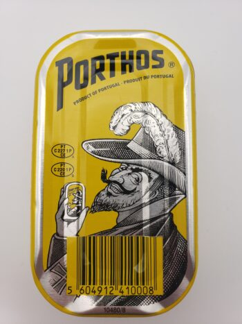 Image of Porthos sardines in olive oil back of tin