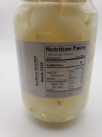 Image of Vilux pickled onions nutritional label