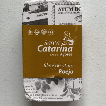 Image of the front of a package of Santa Catarina Tuna Fillets in Olive Oil and Pennyroyal