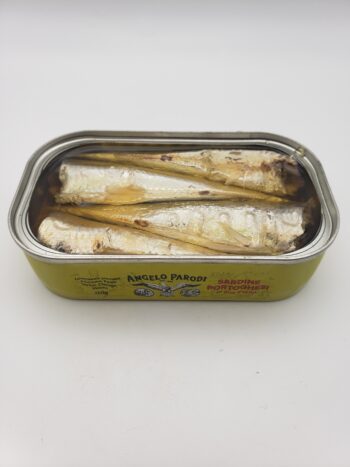 Image of Angelo Parodi Sardine Portoghesi open tin of sardines