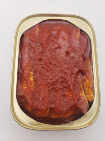 Image of King Oscar sprats in zesty tomato sauce open tin