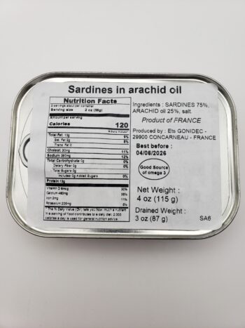 Image of Mouettes d'arvor sardines in peanut oil back label