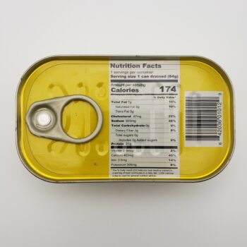 Image of Alshark Sardines in Olive Oil back of tin