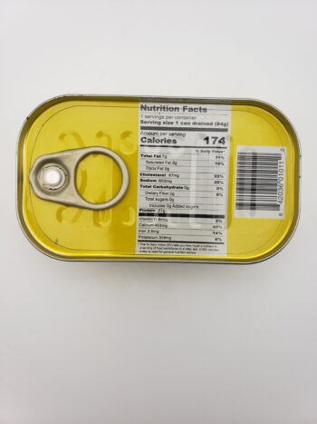 Image of Alshark spicy sardines back of tin