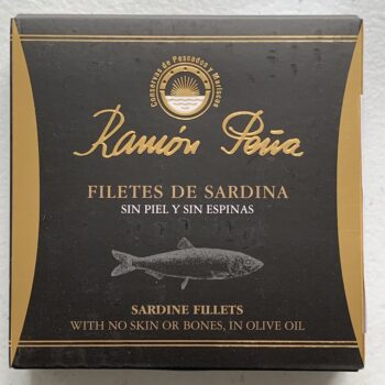 Image of the front of a package of Ramón Peña Boneless & Skinless Sardine Fillets in Olive Oil