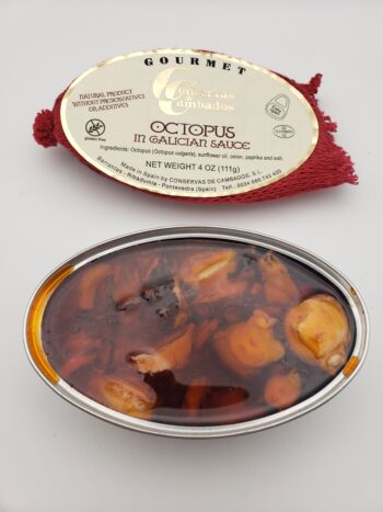 Image of conservas de cambados octopus in galician sauce opened tin