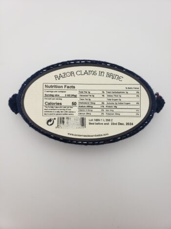 Image of conservas de cambados razor clams in brine back label