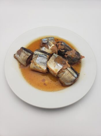 Image of Hagormo saury in soy contents on plate