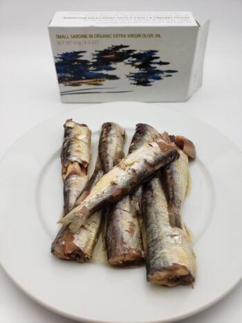 Image of Maria Organic Small Sardines in olive oil on plate