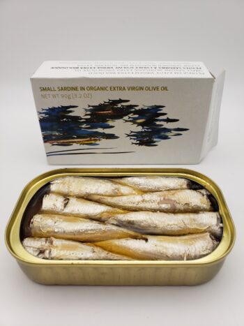 Image of Maria Organic Small Sardines in olive oil open tin