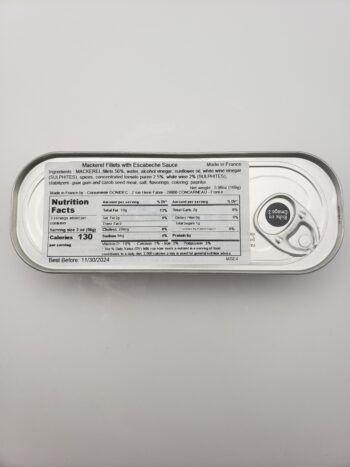 Image of Mouettes d'arvor mackerel in escabeche back label