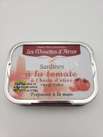 Image of Mouettes d'arvour sardnes in olive oil and tomato sauce